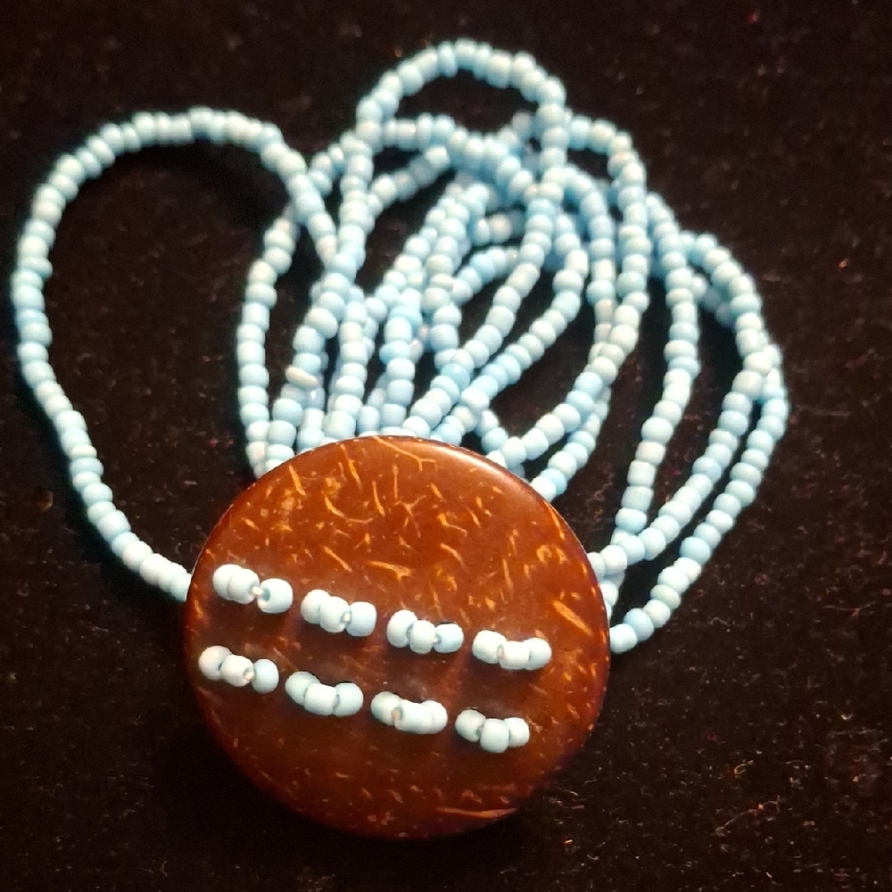Brown and Blue Beaded Necklace